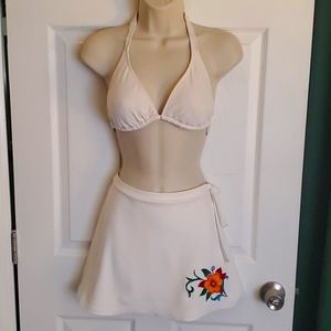 Bikini with tennis skirt cover up